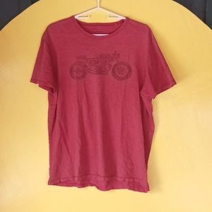 Lucky Brand - Vintage Red Motorcycle Custom Cycles Graphic Short Sleeve Shirt L